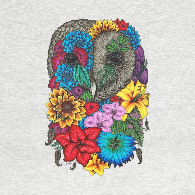 Floral Owl Color White Background by SamuelJ